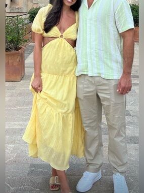 Fortunate one Yellow Cutout Maxi Dress with Puff Sleeves - 4